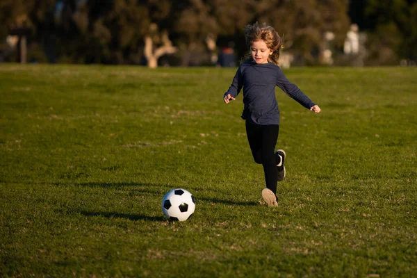 Sports Kid Soccer Training Soccer Boy Child Play Football Kid — Zdjęcie stockowe