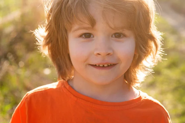 Kids Emotions Happy Smiling Boy Outdoor Childhood Concept —  Fotos de Stock
