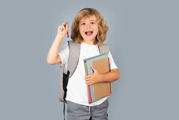 Back School Schoolboy School Bag Hold Book Copybook Ready Learn — Stockfoto