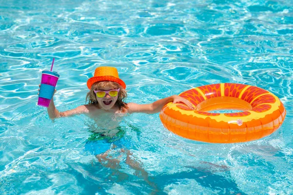 Young Boy Kid Child Splashing Swimming Pool Active Healthy Lifestyle —  Fotos de Stock