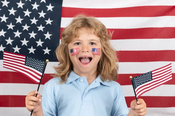American Little Patriot Independence Day 4Th July Child American Flag — Stock Photo, Image