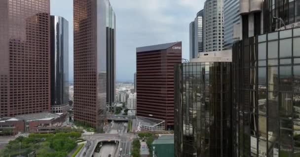 Los Angeles Centrum Arial Fly Drone Wolkenkrabbers Stadsgezicht Los Angeles — Stockvideo