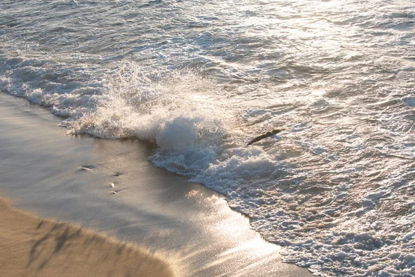 海面夏季波浪背景 美丽的夏季海滩 大海或海洋自然 风景秀丽的海景 平静的海水 — 图库照片