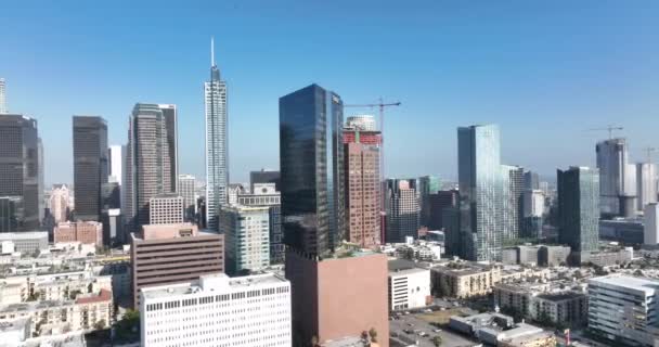 Drone Helicóptero Aéreo Disparou Pelo Centro Los Angeles Paisagem Panorâmica — Vídeo de Stock