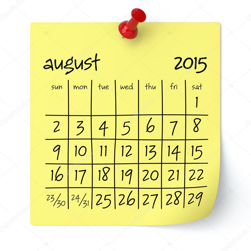 August 15 Calendar Stock Photo By C Klenger