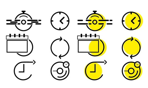 Zeit Und Taktvektorsymbole Gesetzt Zeitmanagement Timer Erholung Zeitmanagement Kalender Und — Stockvektor
