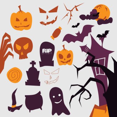 Cadılar Bayramı vektör simgesi çizimi. Gri arkaplanda izole edilmiş bir simge. Cadılar Bayramı ihtiyaçları için her türlü tasarım, Cadılar Bayramı afişleri, Cadılar Bayramı partileri için mükemmel..