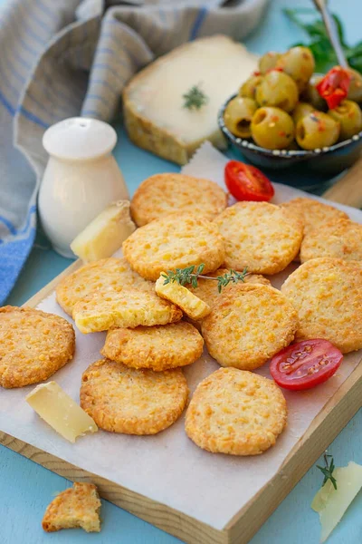 Savoury cheese biscuits crackers with parmesan
