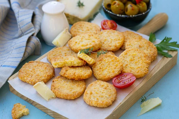 Savoury Cheese Biscuits Crackers Parmesan — Fotografia de Stock