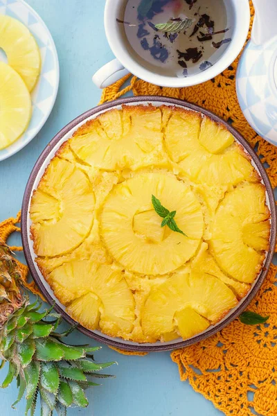 Sweet Upside Cake Pineapples Caramel — Stockfoto