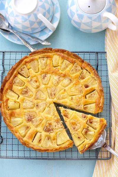 Sweet pineapple tart pastry with mascarpone cream and cinnamon