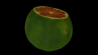 Siyah arka planda dönen bir kireç kesiğinin gerçekçi canlandırması. Video kusursuz bir şekilde döngüye giriyor ve 3 boyutlu nesne gerçek bir kireçten taranıyor..