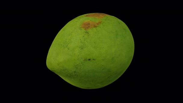 Rendering Realistico Mango Verde Filippino Rotante Varietà Katchamitha Sfondo Trasparente — Video Stock