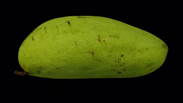 Ρεαλιστική Απόδοση Κυλιόμενου Κομμένου Πράσινου Άγουρου Ivory Mango Διαφανές Φόντο — Αρχείο Βίντεο