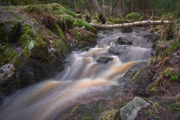Rapids Forest Stream Finland Tussinkoski Vallinoja Korso Early Spring — Stock fotografie