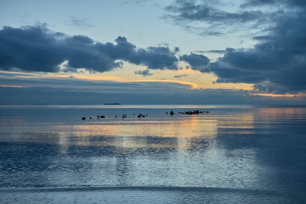 Golfo Finlândia Mar Báltico Pôr Sol Reflexão Céu Água Crepúsculo — Fotografia de Stock