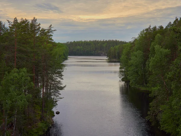 Repovesi Nemzeti Park Finn Kouvola Közelében Naplementekor Alkonyat Lapinsalmi — Stock Fotó