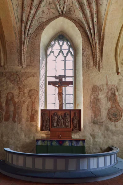 Crucifixo Uma Antiga Igreja Luterana Finlandesa Pyhtaa Pontos Turísticos Idade — Fotografia de Stock