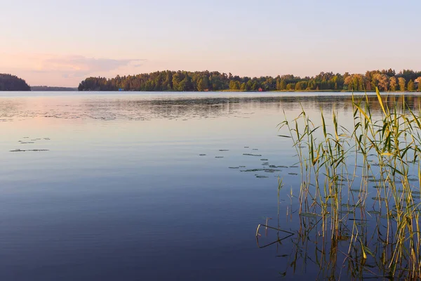 Теплый Летний Безветренный Вечер Финском Озере Туусула — стоковое фото