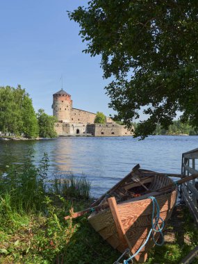 Summer view of the old Olavinlinna fortress in the Finnish city of Savonlinna.