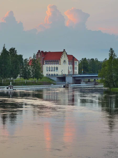 Summer White Night Sunset Finnish Joensuu Pielisjoki River — Stok fotoğraf