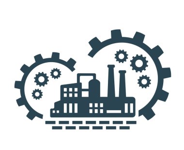 Vektör çizimi, ikon, fabrika logosu. Sanayi Tesisi.