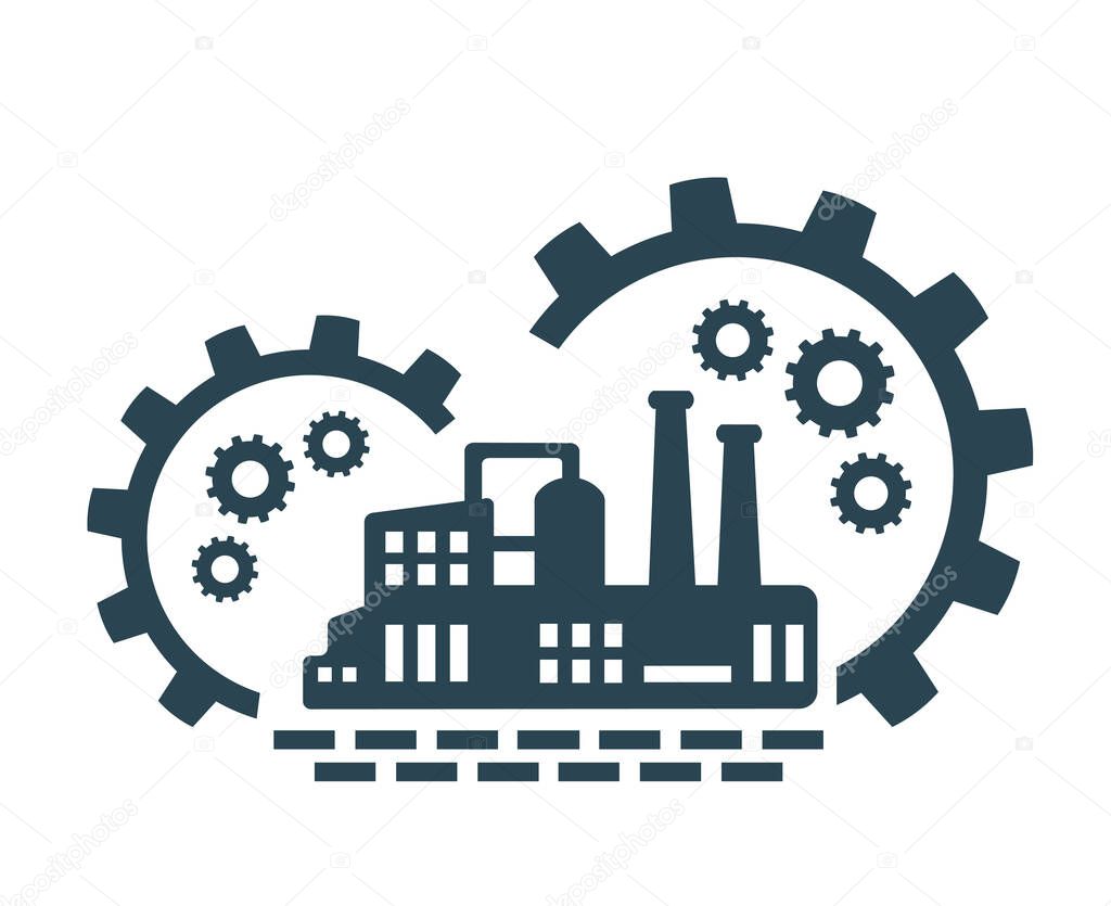 Vector illustration, icon, factory logo. Industrial facility.