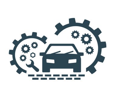 Vektör illüstrasyonu, logo, araba simgesi ve vites.