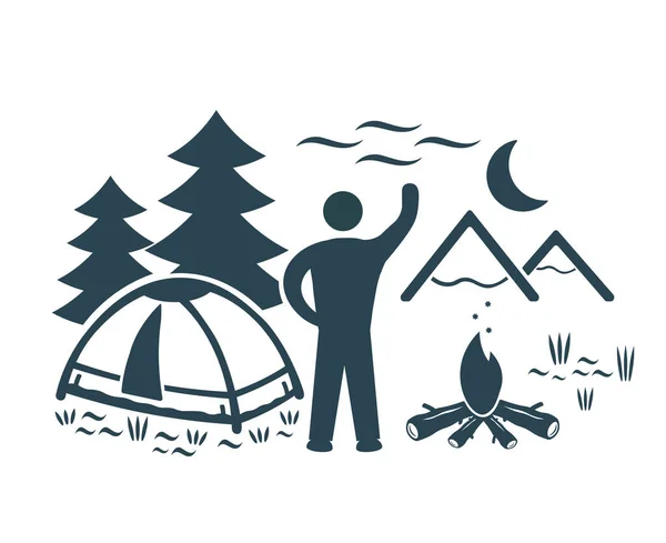 Vector Illustratie Logo Toerisme Recreatie Icoon Tent — Stockvector