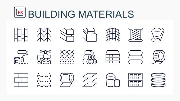 İnce bir yapı malzemesi çizgisinden bir dizi vektör çizimi, ikonlar. İzole, düzenlenebilir..