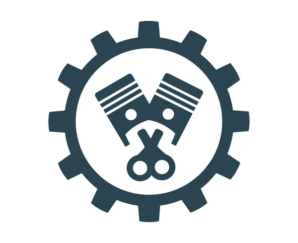 Vektor Abbildung Logo Symbol Der Kolben Und Getriebe Von Automobilmotoren — Stockvektor