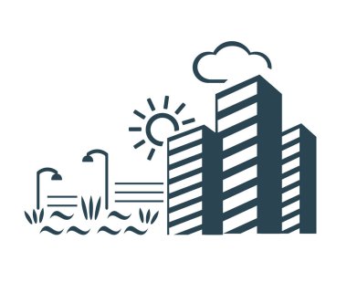 Vektör illüstrasyon, evler, şehirler ve ikametgah logosu.