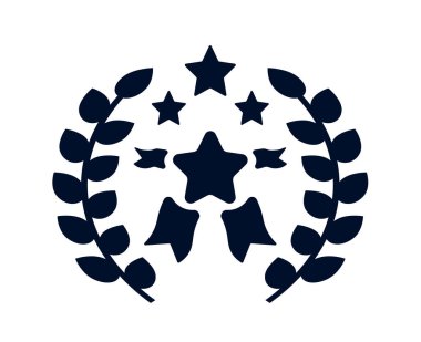 Vektör illüstrasyon, logo, yıldız ve kurdele rozeti, ödül, başarı ve başarılar.