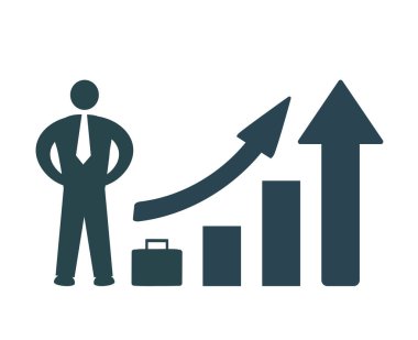 İkonun vektör illüstrasyonu, büyüme logosu, iş dünyası, finans ve pazarlama.
