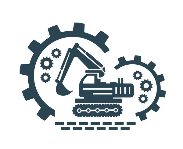 Ilustración Vectorial Logotipo Icono Excavadora Construcción Industrial — Vector de stock