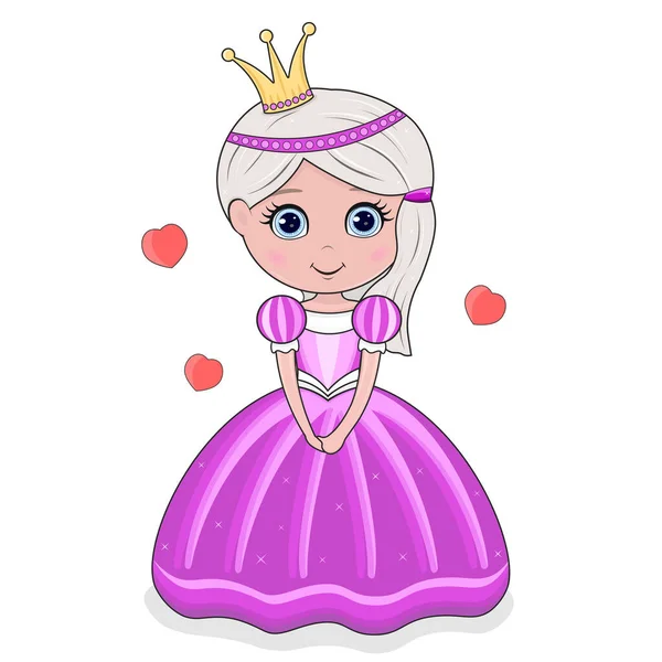 Isolated Vector Illustration Fairy Princess White Background Hearts — Vector de stock