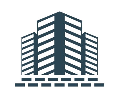Vector illustration, logo icon of urban type houses. Real estate and industry. Skyscraper. Isolated on a white background.