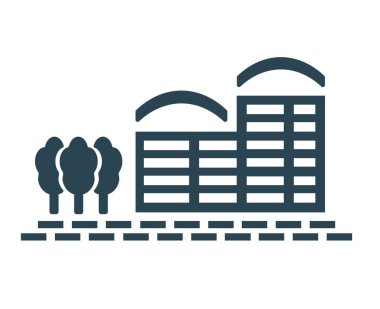 Vektör illüstrasyon, logo, gayrimenkul, ev ve binaların simgesi. Sanayi ve mimari. Düzenlenebilir. 