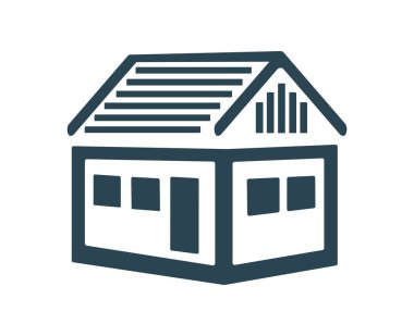 Vektör illüstrasyon, logo, gayrimenkul, ev ve binaların simgesi. Sanayi ve mimari. Düzenlenebilir. 