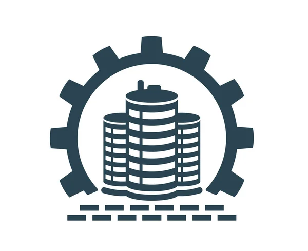 Vektorillustration Logo Ikone Von Immobilien Häusern Und Gebäuden Industrie Und — Stockvektor