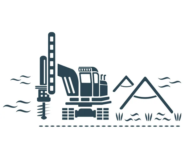Векторні Ілюстрації Трактор Логотип Бурової Установки Геологія Будівельна Промисловість — стоковий вектор