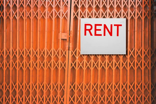 Cartello Affitto Fronte Alla Vecchia Porta Del Negozio — Foto Stock