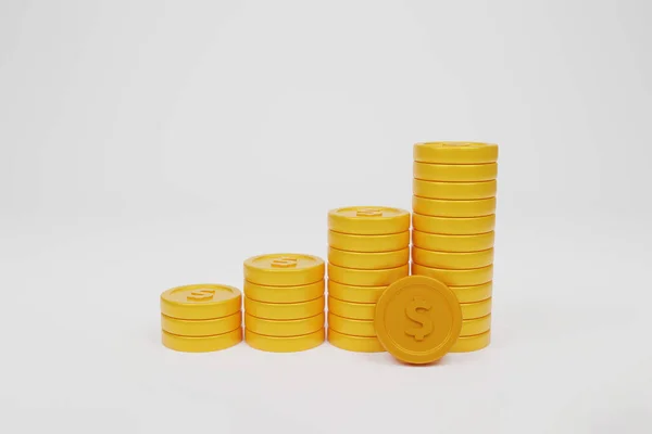 Render Illustration Stack Golden Coins White Background Gold Coins Currency — стоковое фото