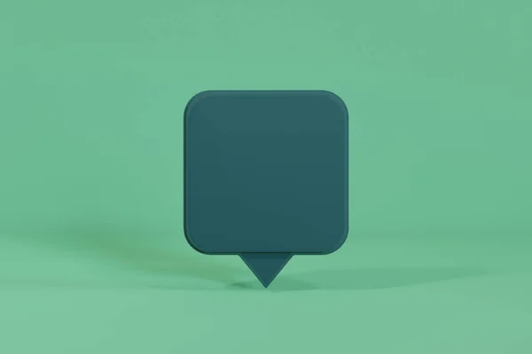 3D Minimal green chat bubble talk or comment sign symbol on green background. Social media communication messages. 3d render illustration.