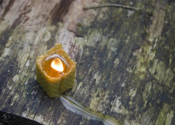 Vela de cera de abeja ardiente — Foto de Stock