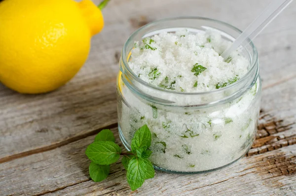 Homemade Mint Exfoliating Scrub Scalp Peeling Bath Salt Foot Soak Royalty Free Stock Images