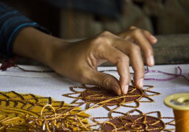 Birmanya dikilmiş boncuklar: close up