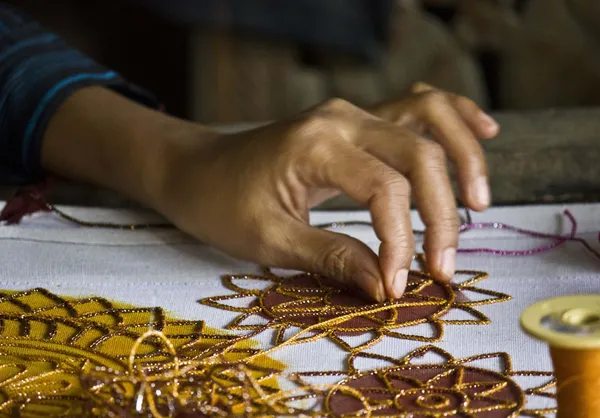 Burmese sewed beads: close up — Stock Photo, Image