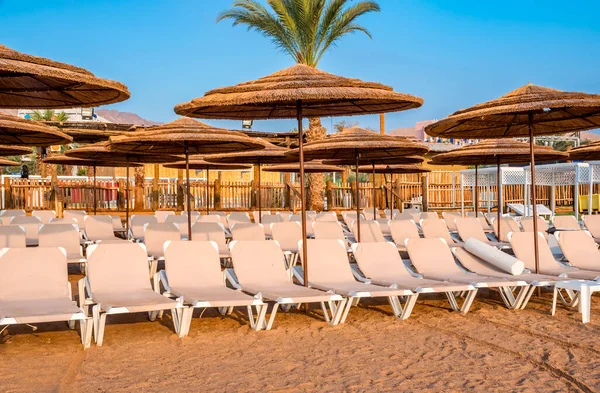 Dimineața Plaja Nisip Din Eilat Faimoasă Stațiune Turistică Oraș Agrement — Fotografie, imagine de stoc