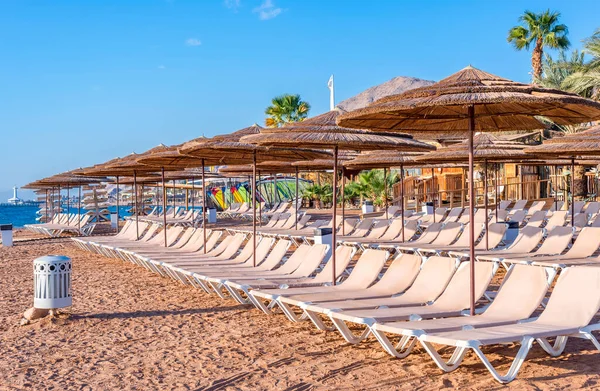 Manhã Praia Areia Eilat Famosa Estância Turística Cidade Recreativa Israel — Fotografia de Stock